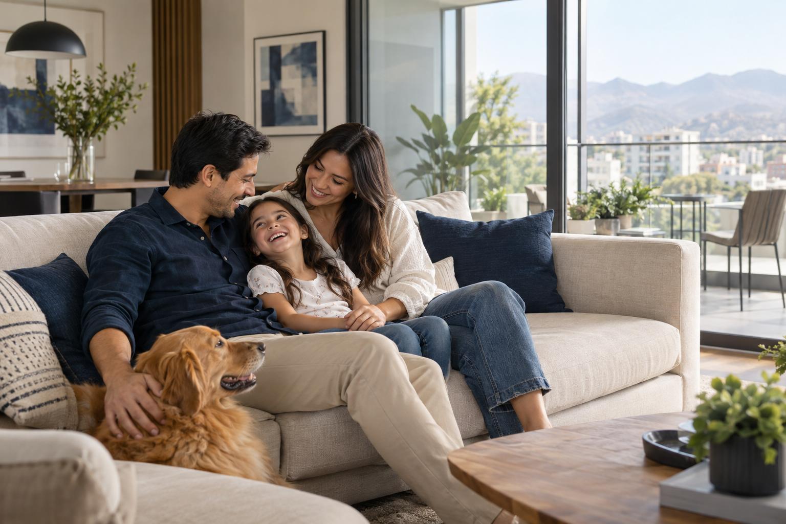 Familia compartiendo en un edificio residencial